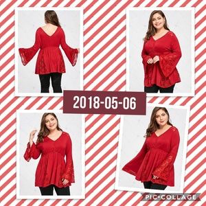 Plus size v neck sleeve top